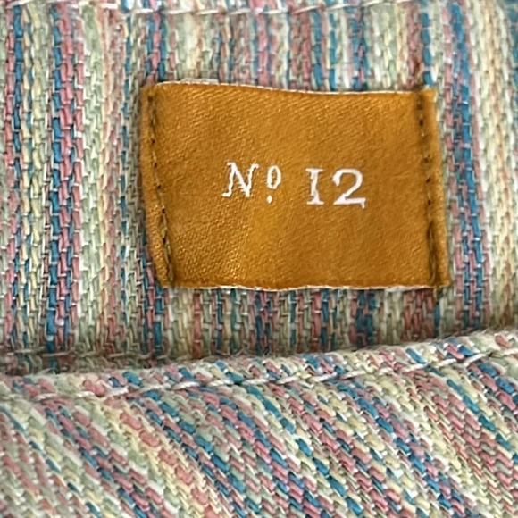 Pilcro and The Letterpress Cotton Button Front Striped Denim Skirt - Size 12 - Picture 5 of 8